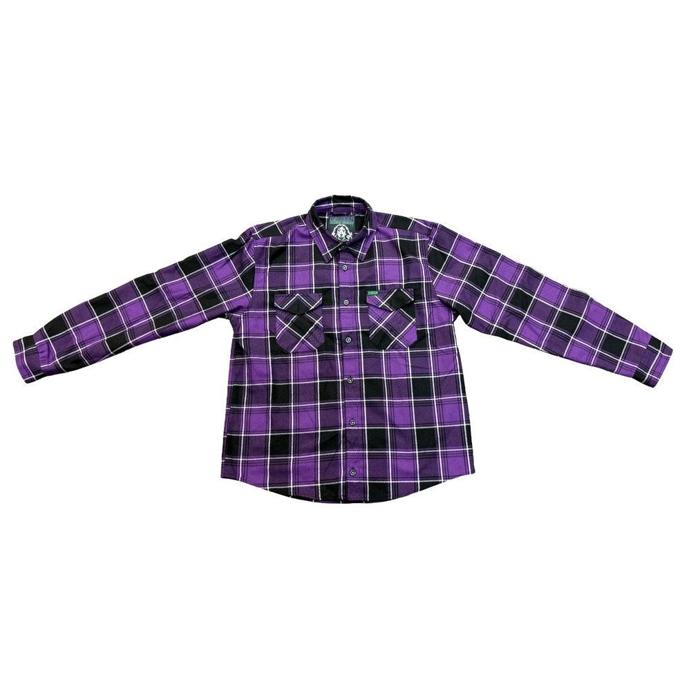 Dixxon Flannel Mens The Regan Long Sleeve Black Purple Button Plaid Shirt LT